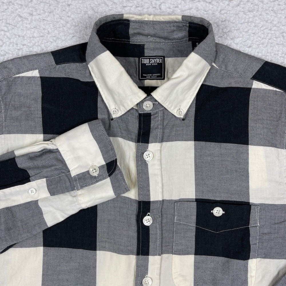 Todd Snyder Button Down Shirt Mens Small Black White‎ Buffalo Plaid Casual Work